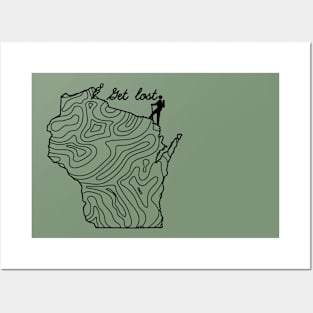 Get Lost Hiking Topographic Art Hike Wisconsin State Map Posters and Art